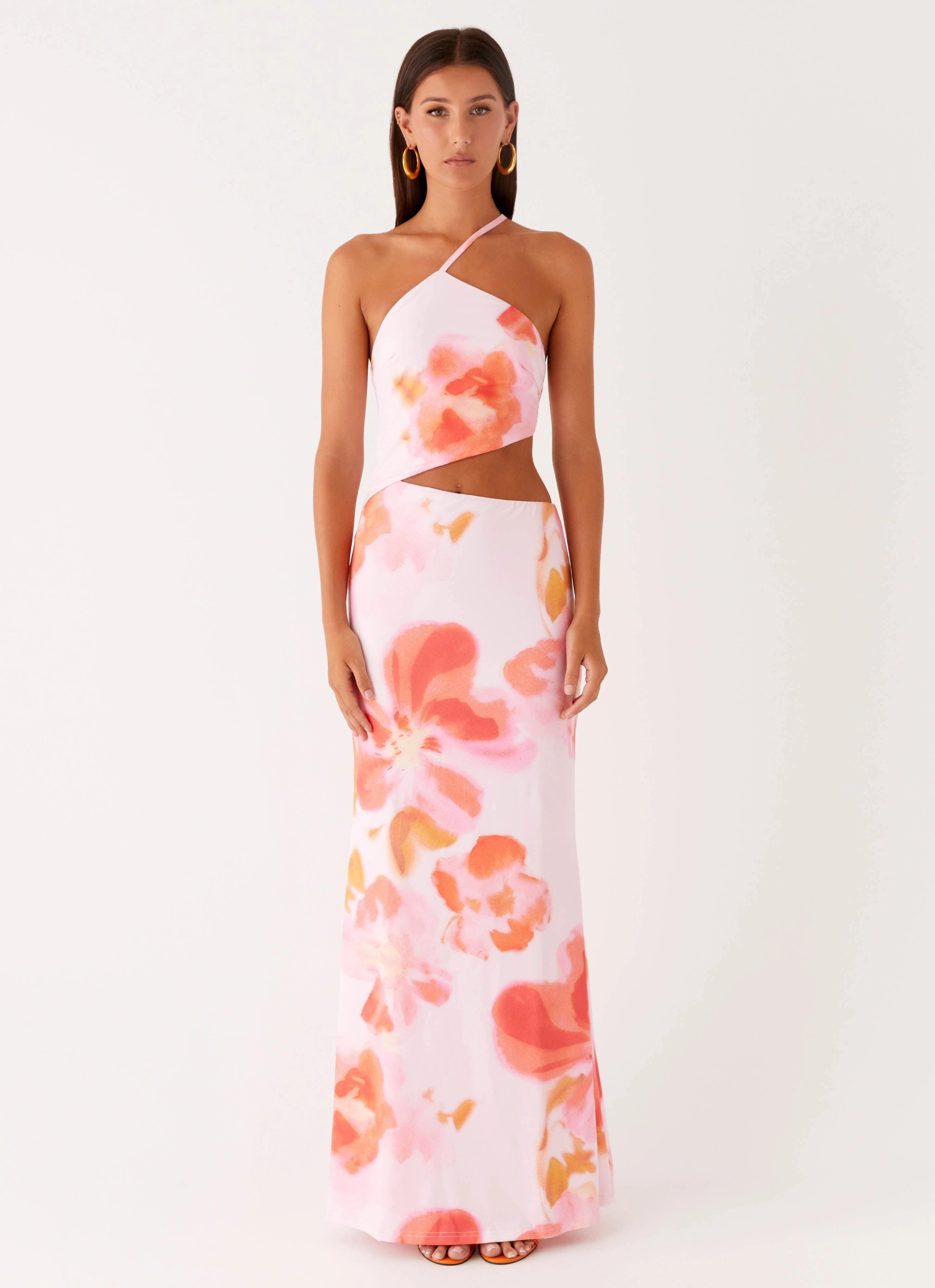 Lounge Mode Riano Cut Out Maxi Dress - Blushing Blossom