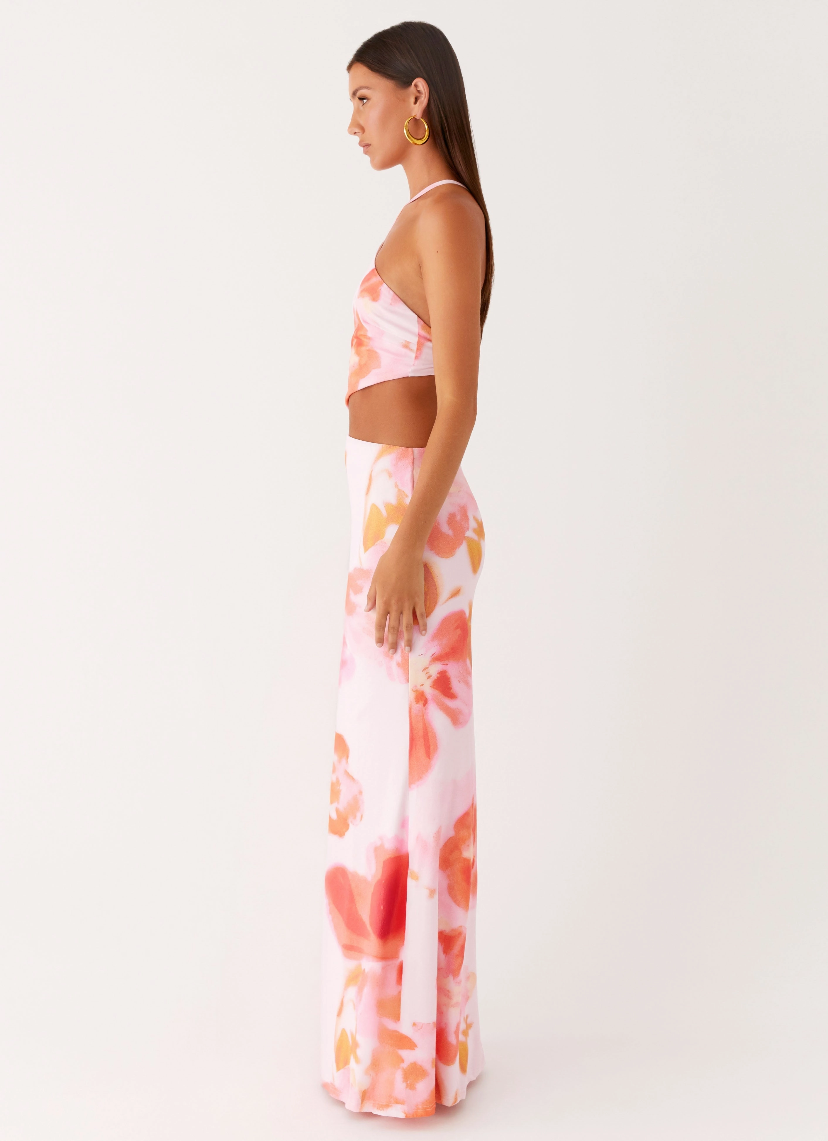 Leg-Lengthening Riano Cut Out Maxi Dress - Blushing Blossom