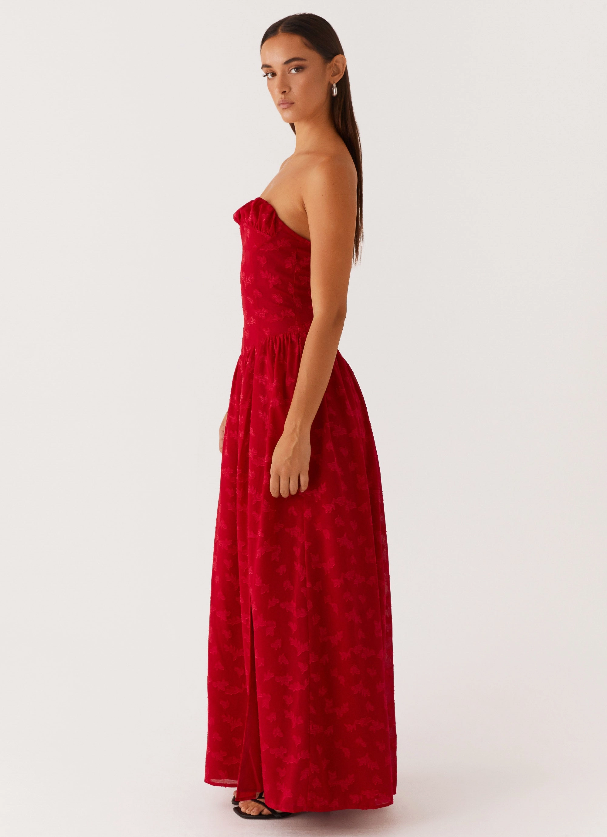 Adira Maxi Dress - Red Muted Tones Bold Design