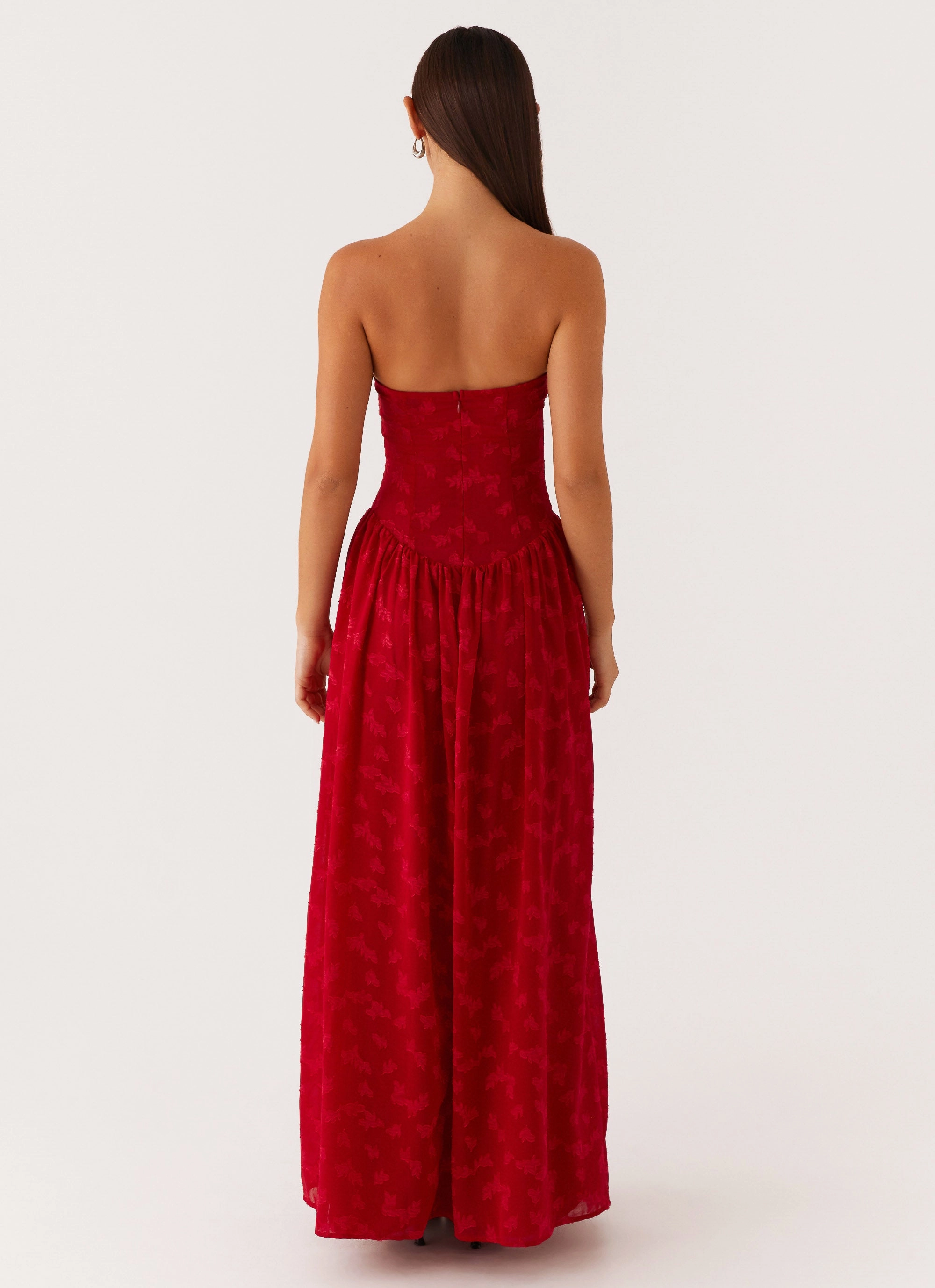 Spring-Season Nature Glow Adira Maxi Dress - Red
