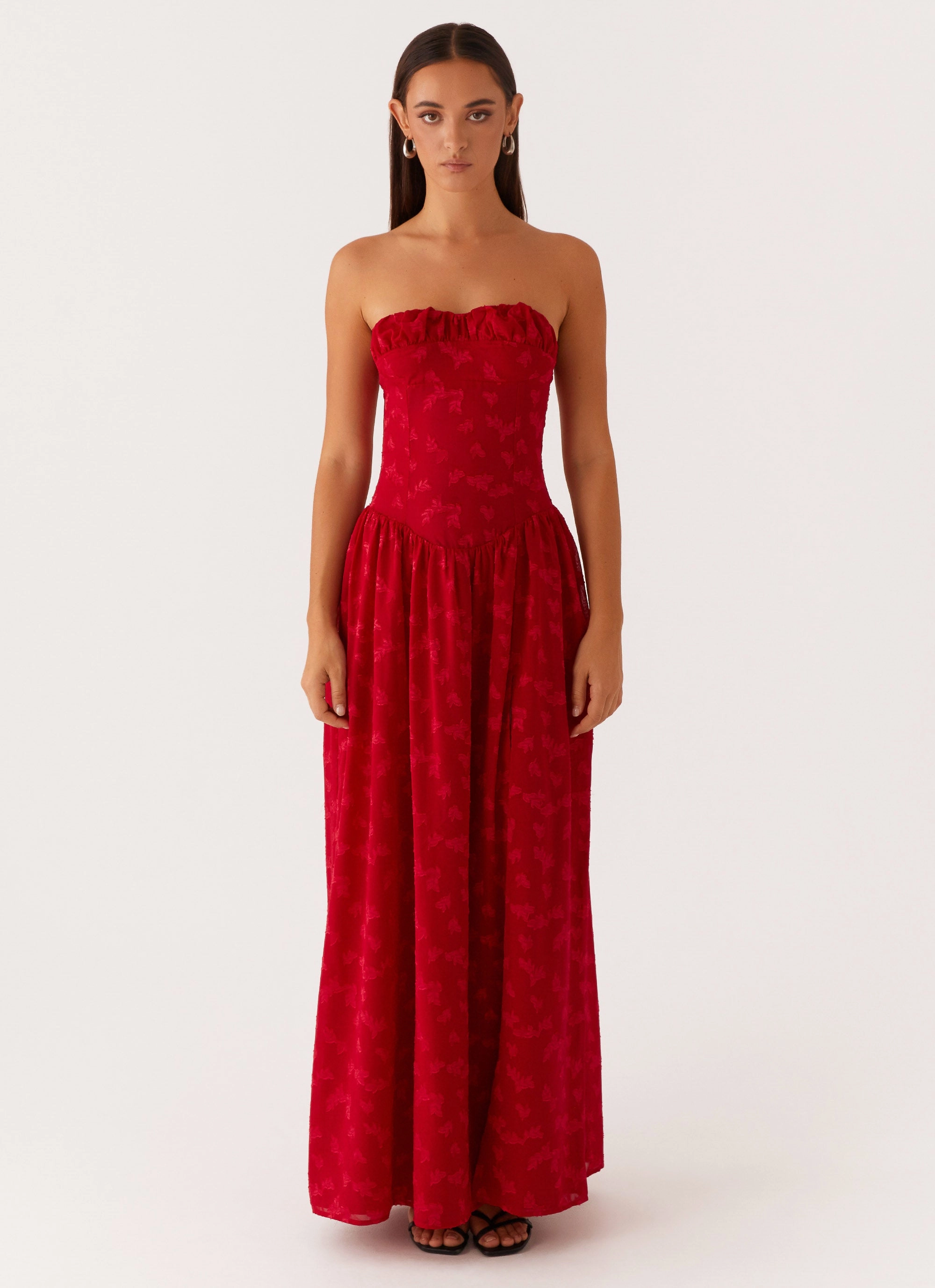 Adira Maxi Dress - Red soft fit