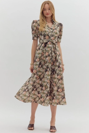 Festival-Ready Festive Wear Haven Floral Tie Waist Midi Dress