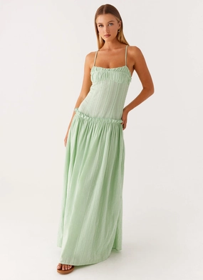 Soft-Lining Easy Layering Piece Jacinda Drop Waist Maxi Dress - Sage