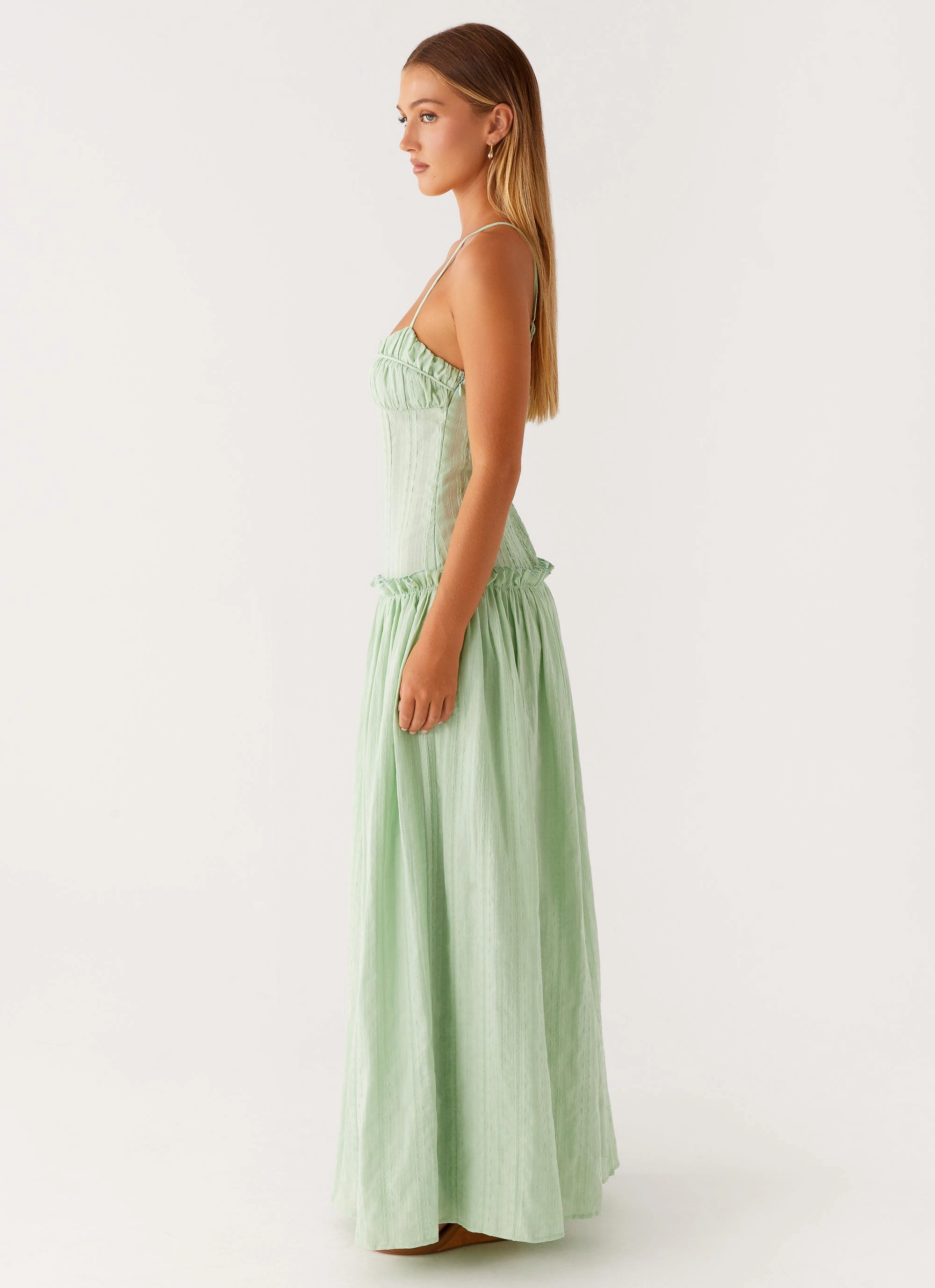 Sweet Mood Natural Texture Jacinda Drop Waist Maxi Dress - Sage