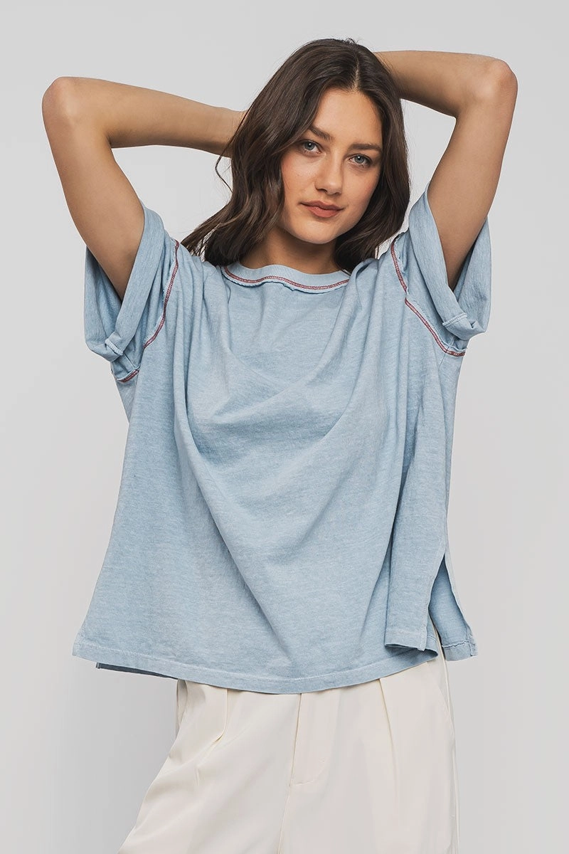 NeutralTonesCollection Fresh Style Timeless Oversized Tee - Blue