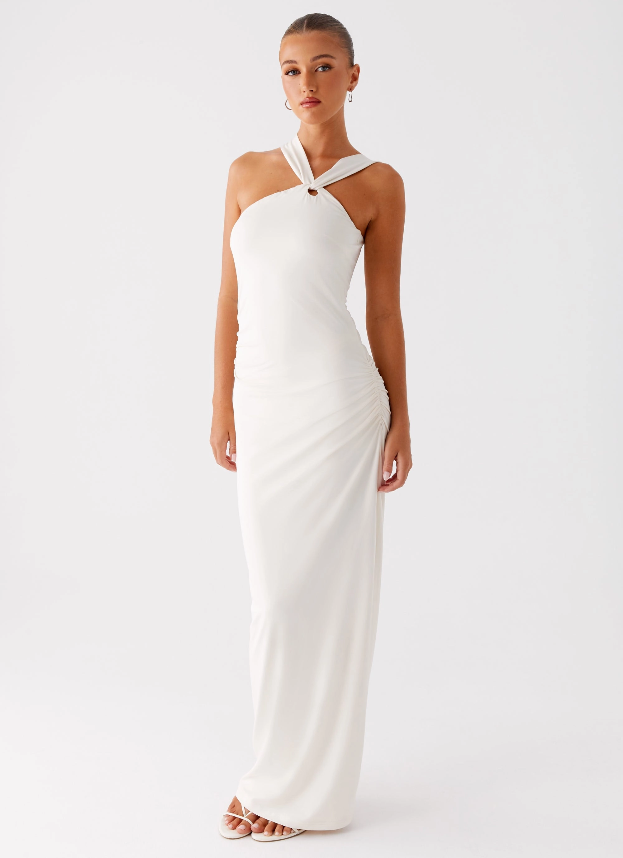 Velvet-Edge Tamira Maxi Dress - Ivory