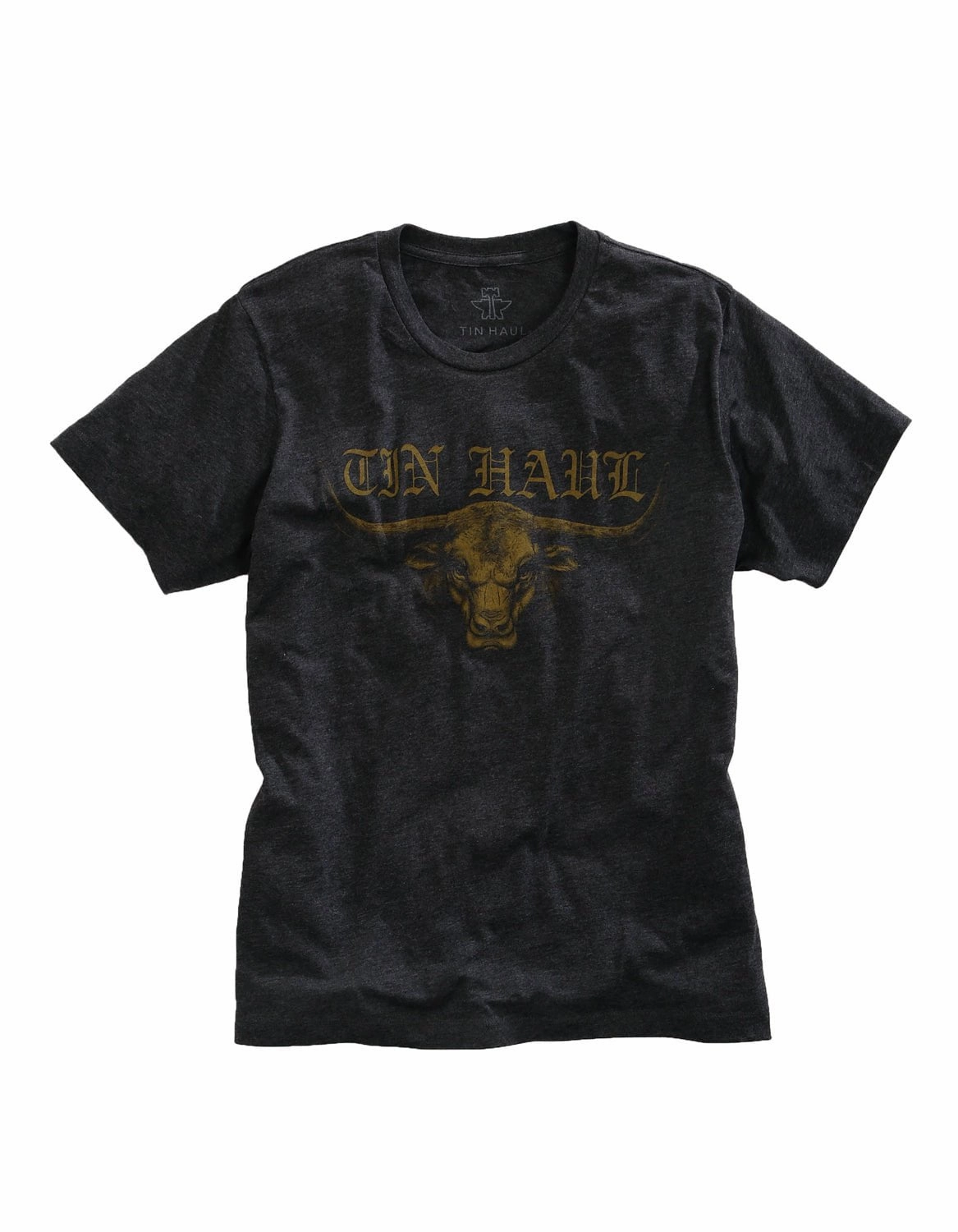 Dinner Date Tin Haul Mens Black 100% Cotton Bull Staring S/S T-Shirt