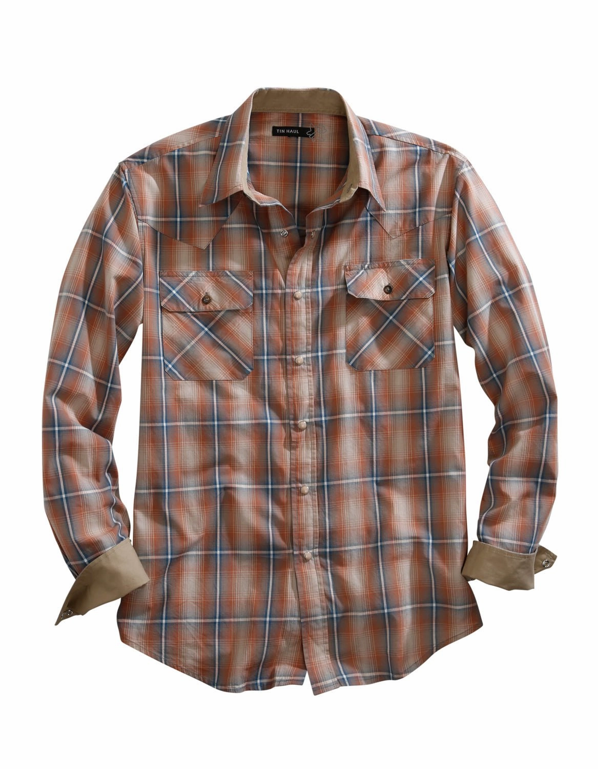 All Day Comfort Tech Tin Haul Mens Brown 100% Cotton Dusty Ombre L/S Shirt