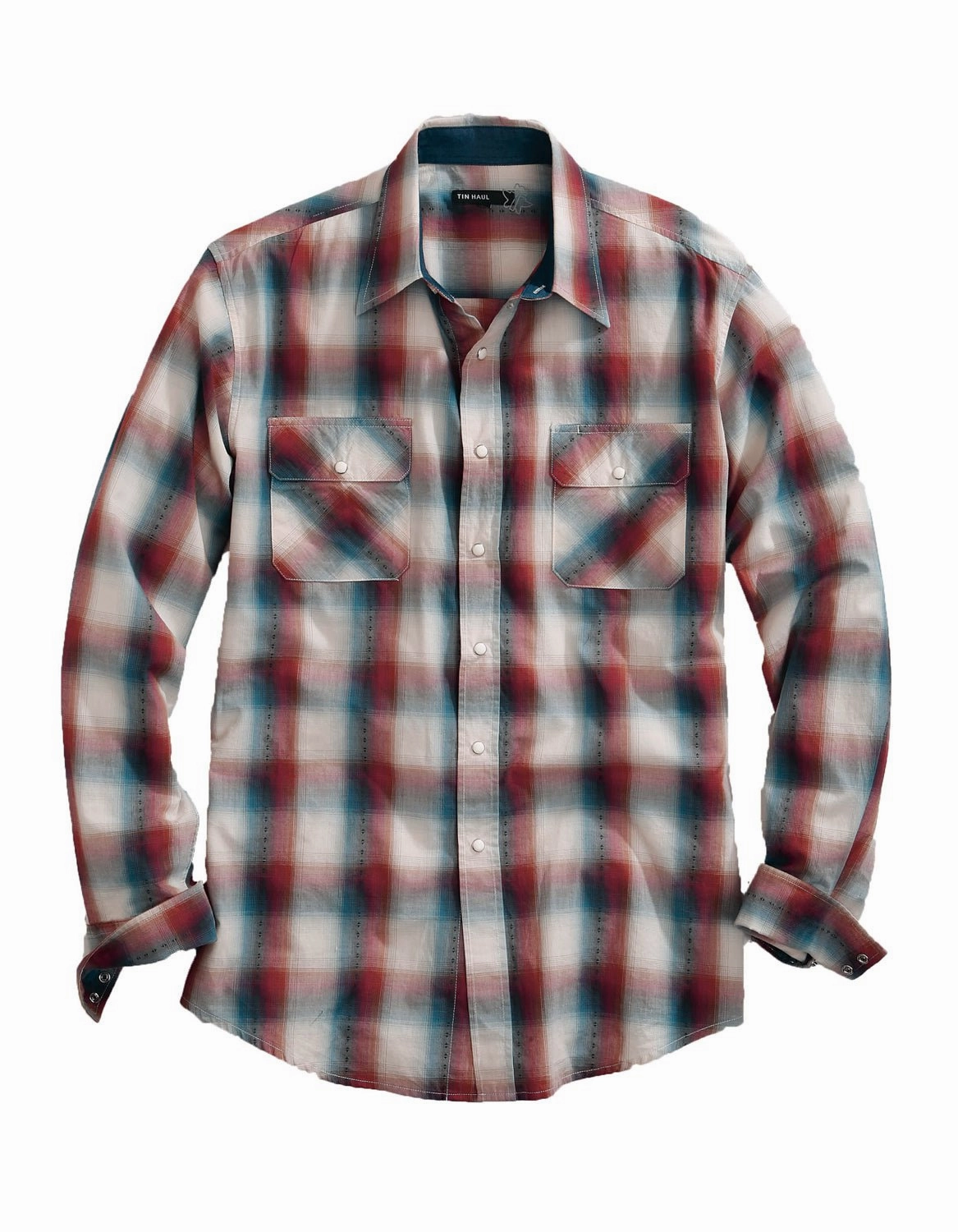 Thermoregulating Layer Tin Haul Mens Brown/Red 100% Cotton Ombre Dobby L/S Shirt