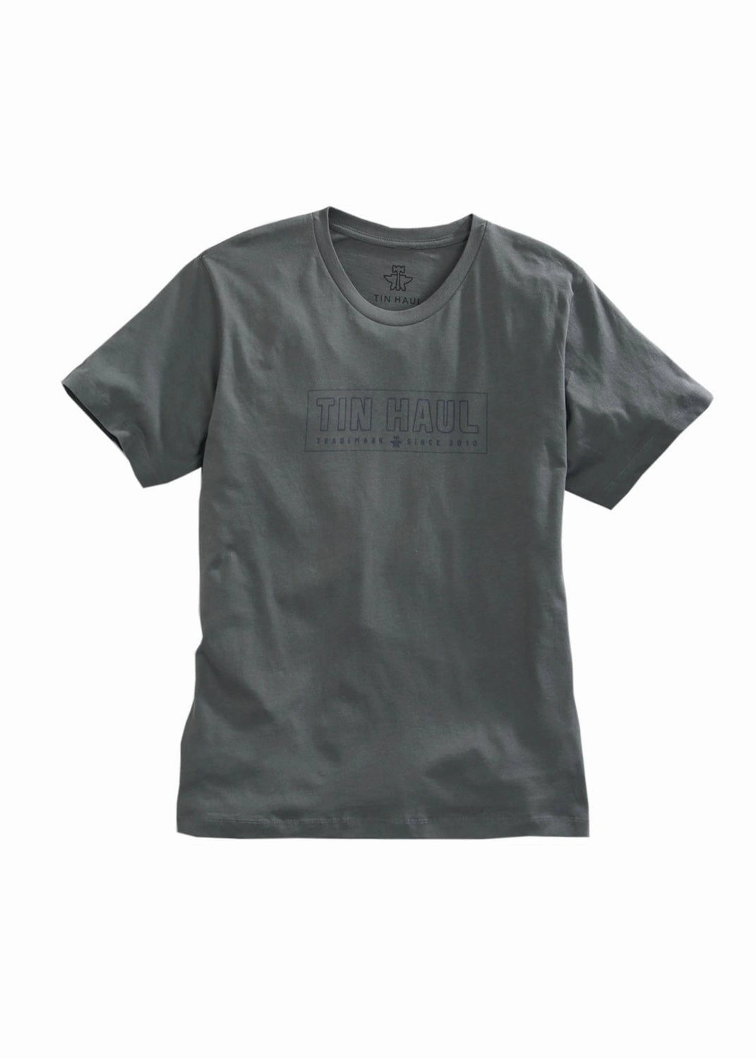 Casual Sophistication Tin Haul Mens Dark Grey 100% Cotton Trademark Logo S/S T-Shirt