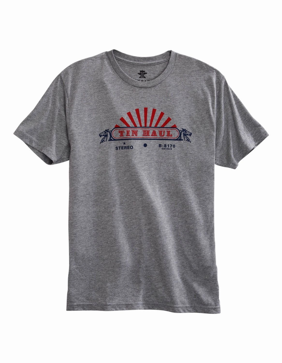 Textured Finish shopping spree Tin Haul Mens Grey Cotton Blend In Stereo S/S T-Shirt