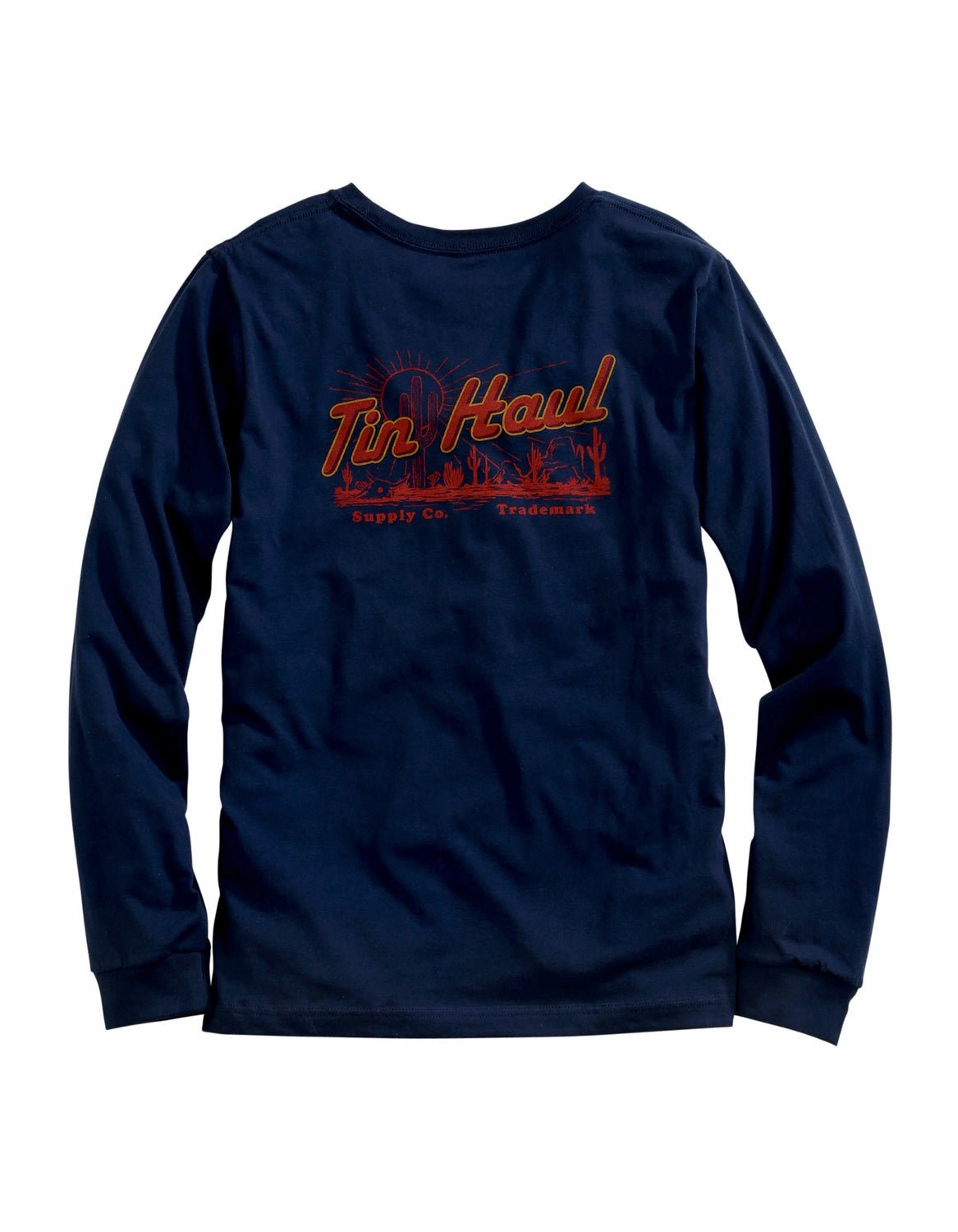 Tin Haul Mens Navy Blue 100% Cotton Cactus Sunset L/S T-Shirt Must-Have Item Soft Touch