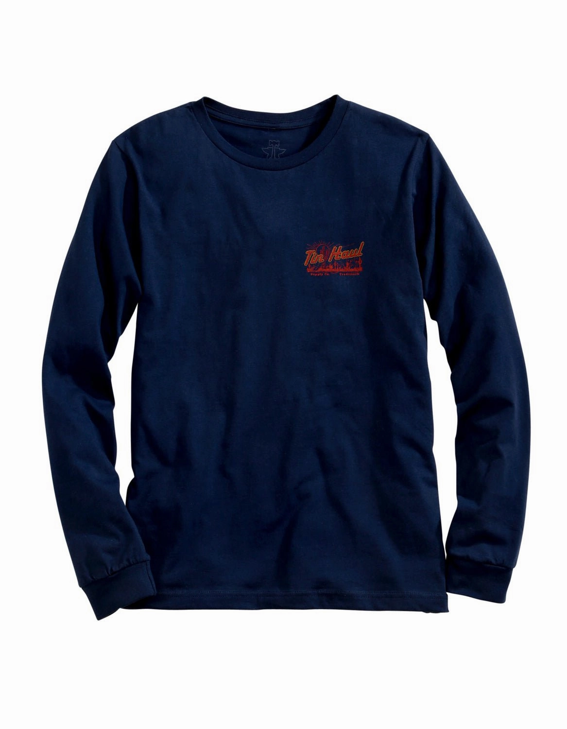 Tin Haul Mens Navy Blue 100% Cotton Cactus Sunset L/S T-Shirt Wrinkle Resistant Finish Holiday Special