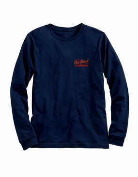 Tin Haul Mens Navy Blue 100% Cotton Cactus Sunset L/S T-Shirt Wrinkle Resistant Finish Holiday Special