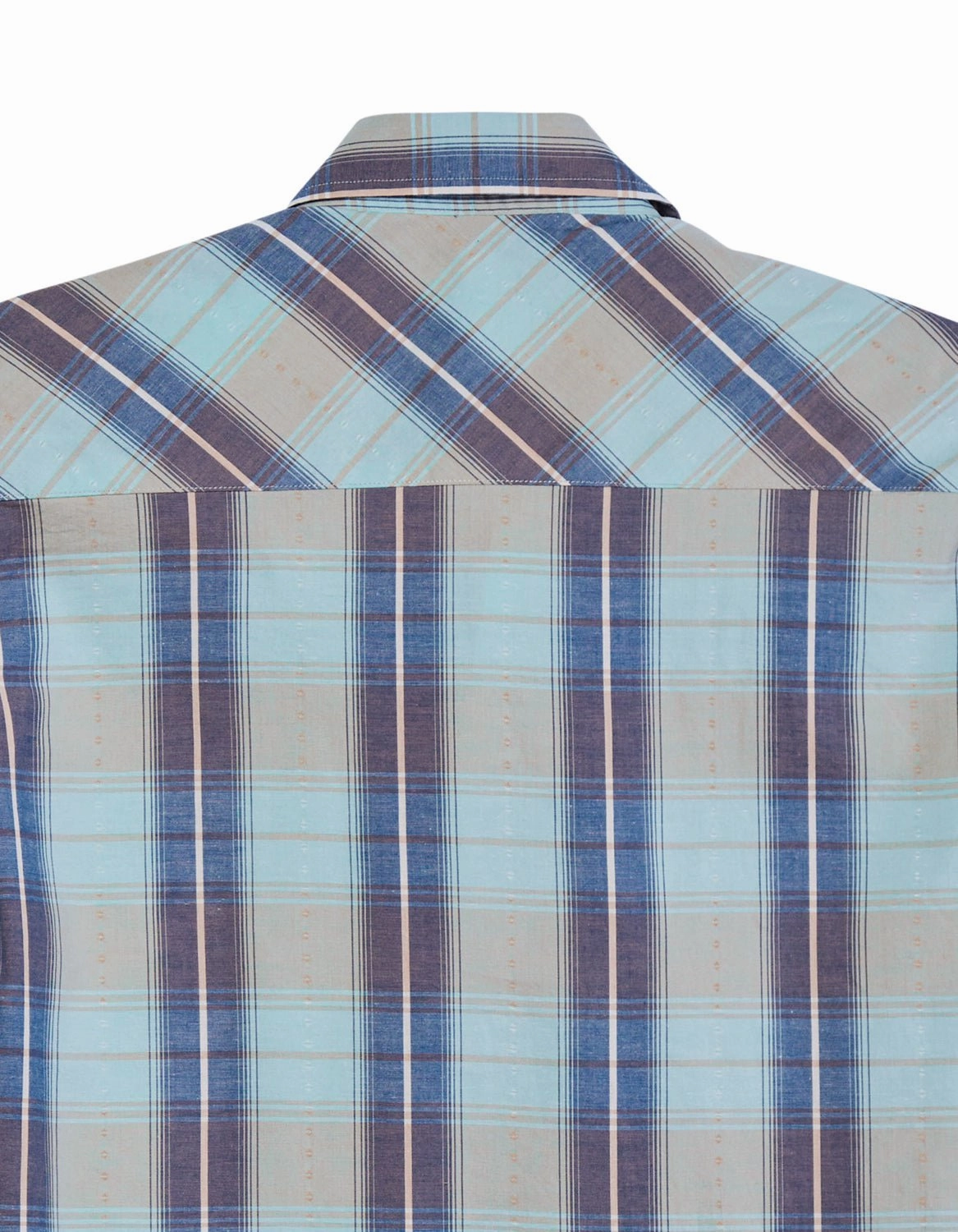 Tin Haul Mens Vintage Dobby Plaid Blue 100% Cotton S/S Shirt Relaxed Comfort Comfortable fit