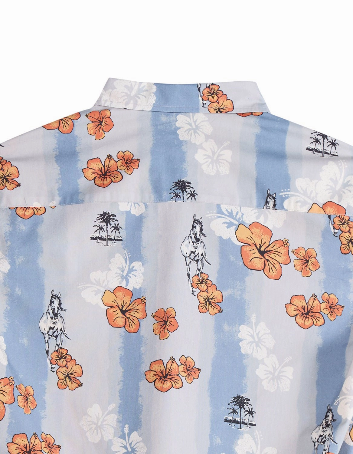 Tin Haul Mens Vintage Tropical Blue 100% Cotton L/S Shirt Artistic Design Minimalist fashion