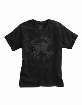 Non Iron Fabric Recycled Polyester Blend Tin Haul Unisex Black 100% Cotton Angry Bull S/S T-Shirt