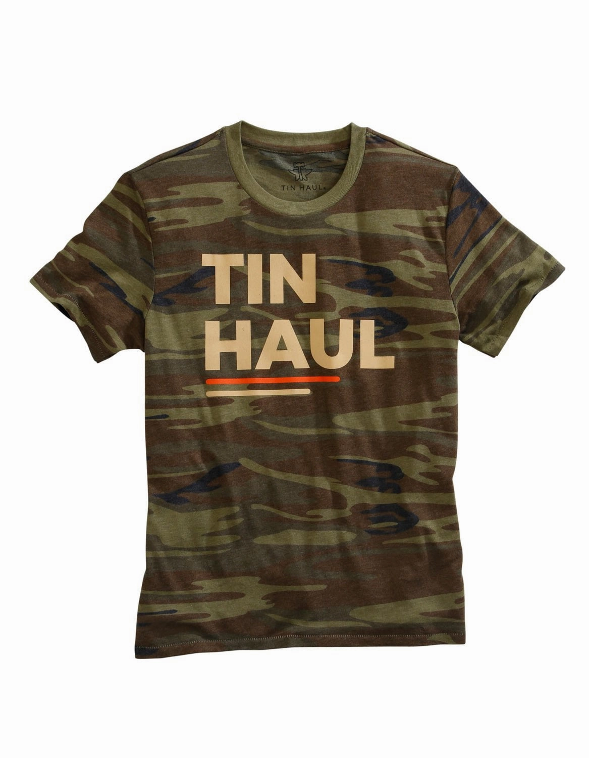 Urban Style Tin Haul Unisex Green Camo Cotton Blend Block Letters S/S T-Shirt