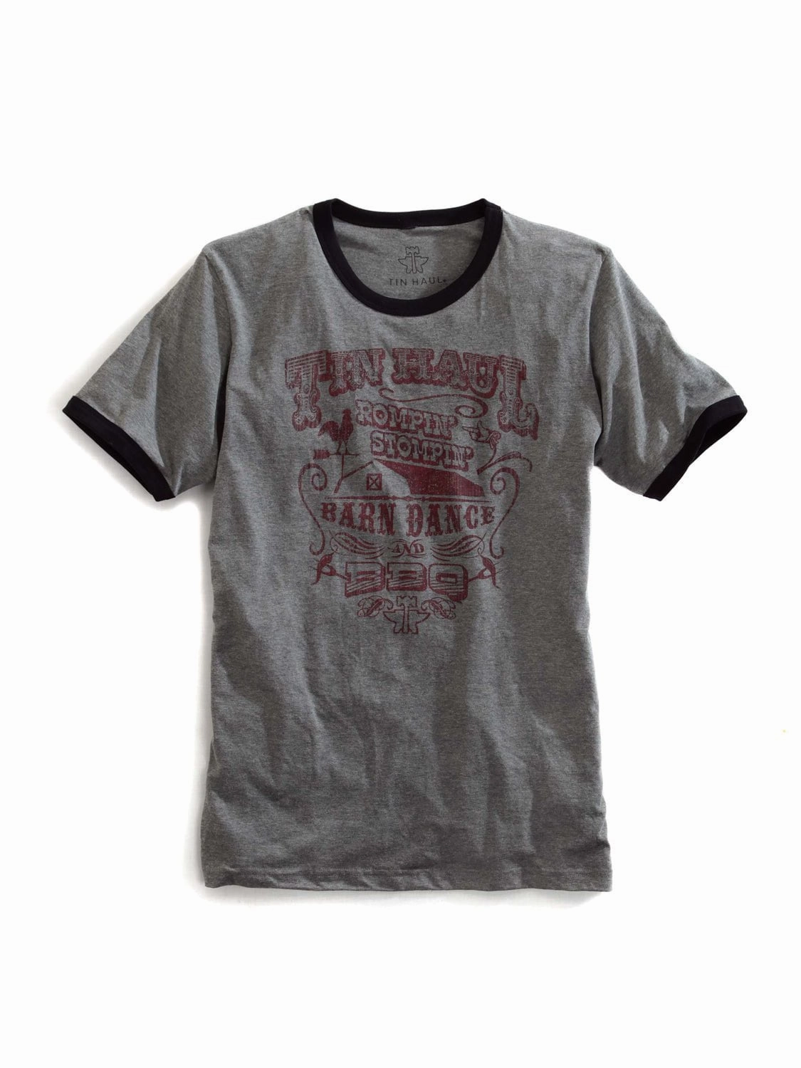 Tin Haul Unisex Rompin Stompin Barn Dance Grey 100% Cotton S/S T-Shirt Fitted Design Moisture Wicking Material