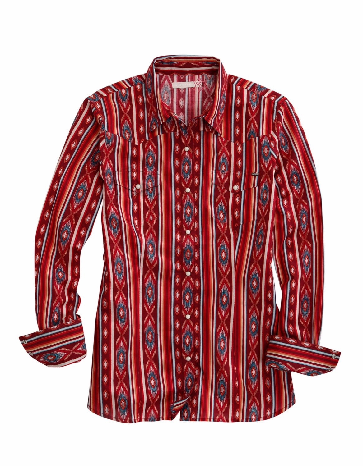 Unisex Choice Tin Haul Womens Aztec Stripe Red 100% Cotton L/S Shirt