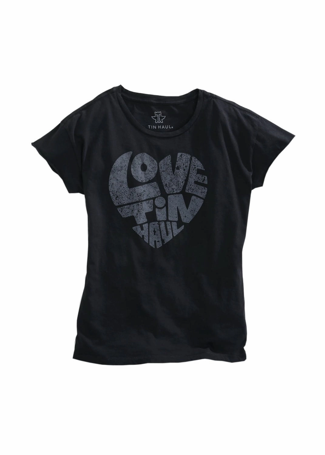 Tin Haul Womens Black 100% Cotton Love S/S T-Shirt Classic Style