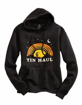 Tin Haul Womens Black Cotton Blend Under the Nite Sky Hoodie Cozy Designs