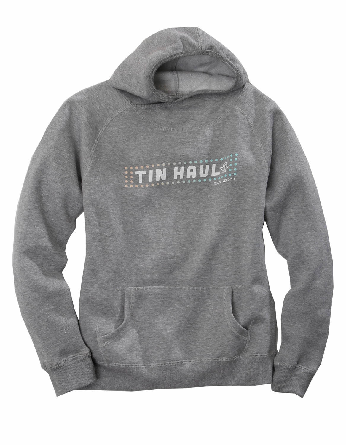 Tin Haul Womens Grey Cotton Blend Logo in Lights Hoodie Hypoallergenic Fiber