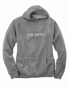 Tin Haul Womens Grey Cotton Blend Logo in Lights Hoodie Hypoallergenic Fiber
