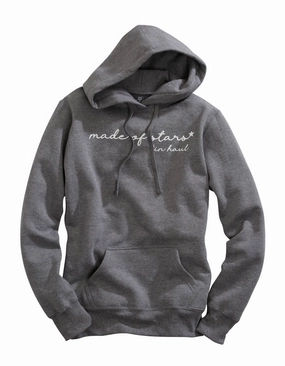 Tin Haul Womens Grey Cotton Blend Made of Stars Hoodie Ultra Soft Merino Blend Classic Comfort