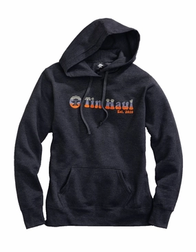 Tin Haul Womens Grey Cotton Blend Sliced Art Logo Hoodie Layering Comfort Hypoallergenic Lining