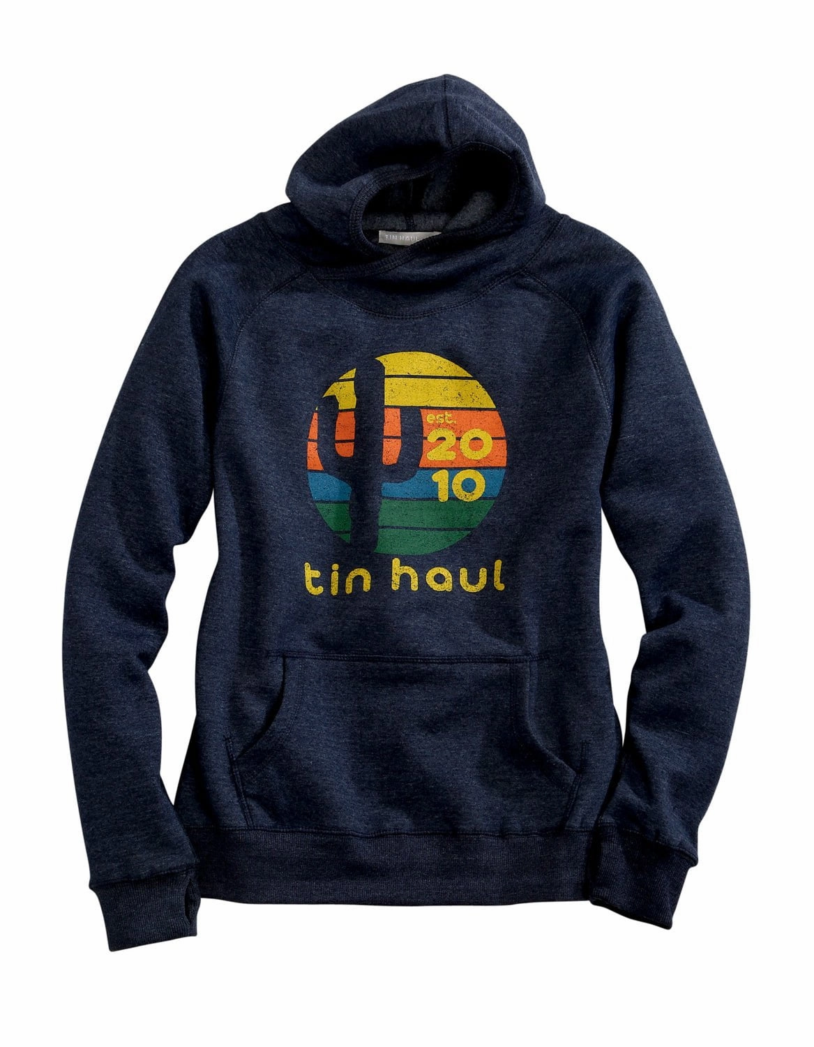 Flexible Neck Opening Cold Season Wear Tin Haul Womens Heather Navy Cotton Blend Cactus Sunset Hoodie