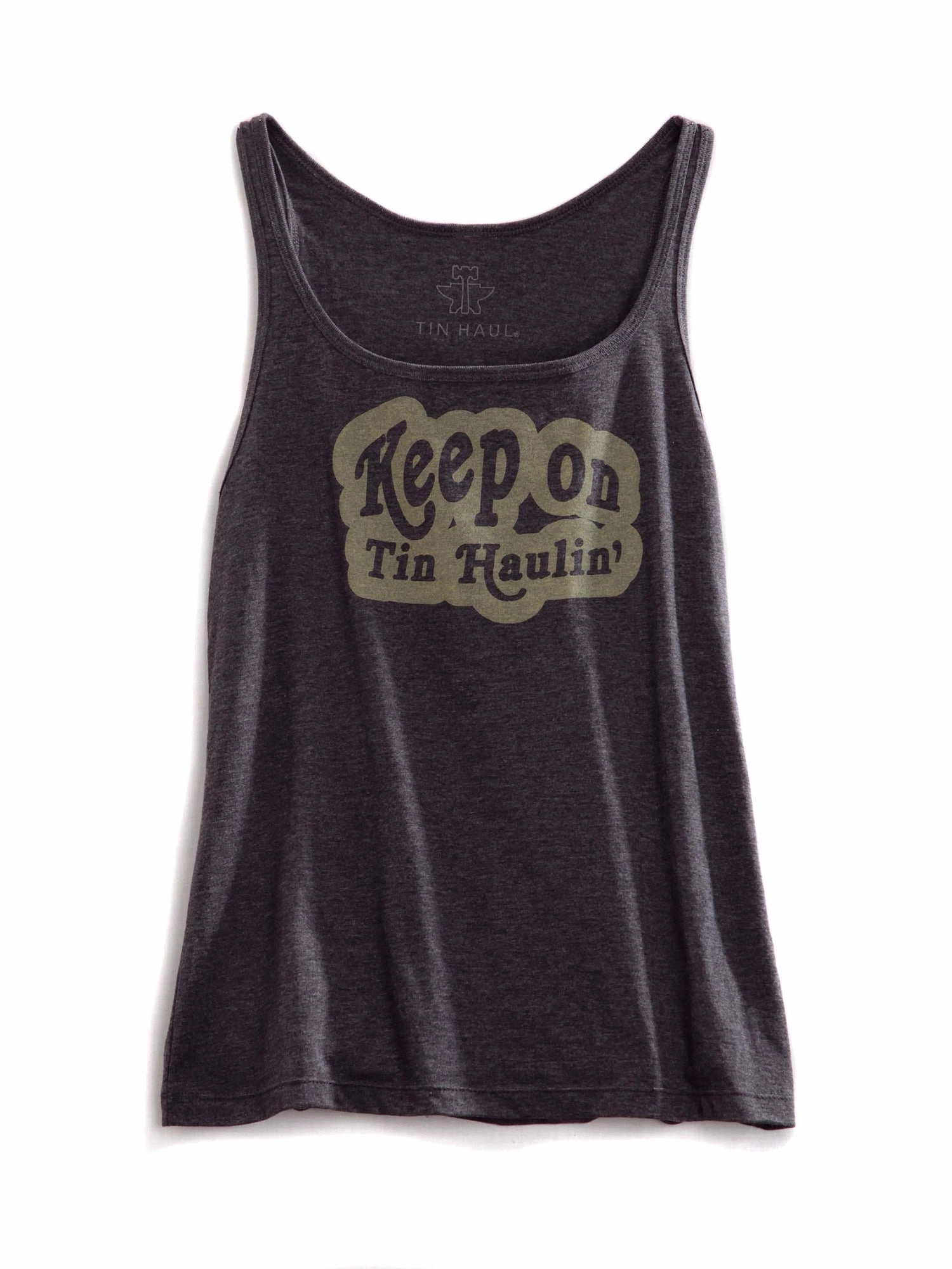 Streetwear Tin Haul Womens Keep On Dark Grey 100% Cotton S/L Tank Top