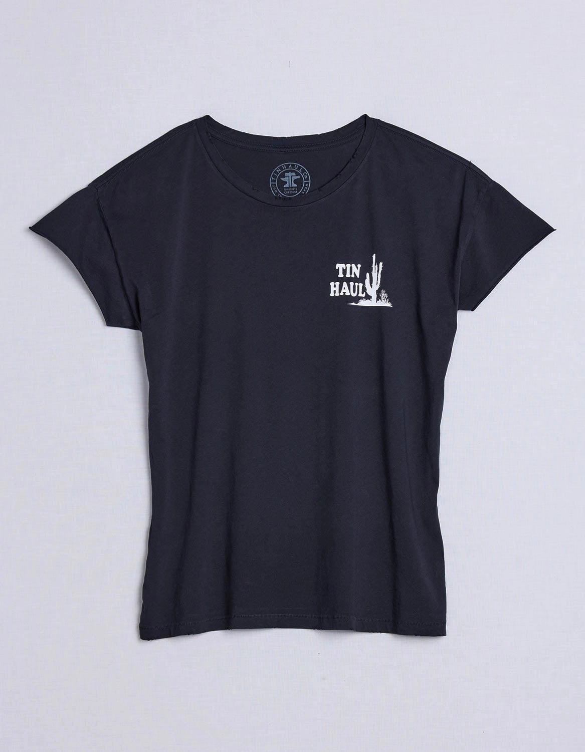 Quick Dry Technology Tin Haul Womens Left Chest Cactus Vintage Black 100% Cotton S/S T-Shirt
