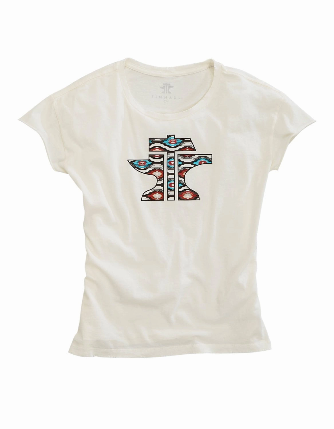 EasyCare Fabric Tin Haul Womens Logo Aztec White 100% Cotton S/S T-Shirt