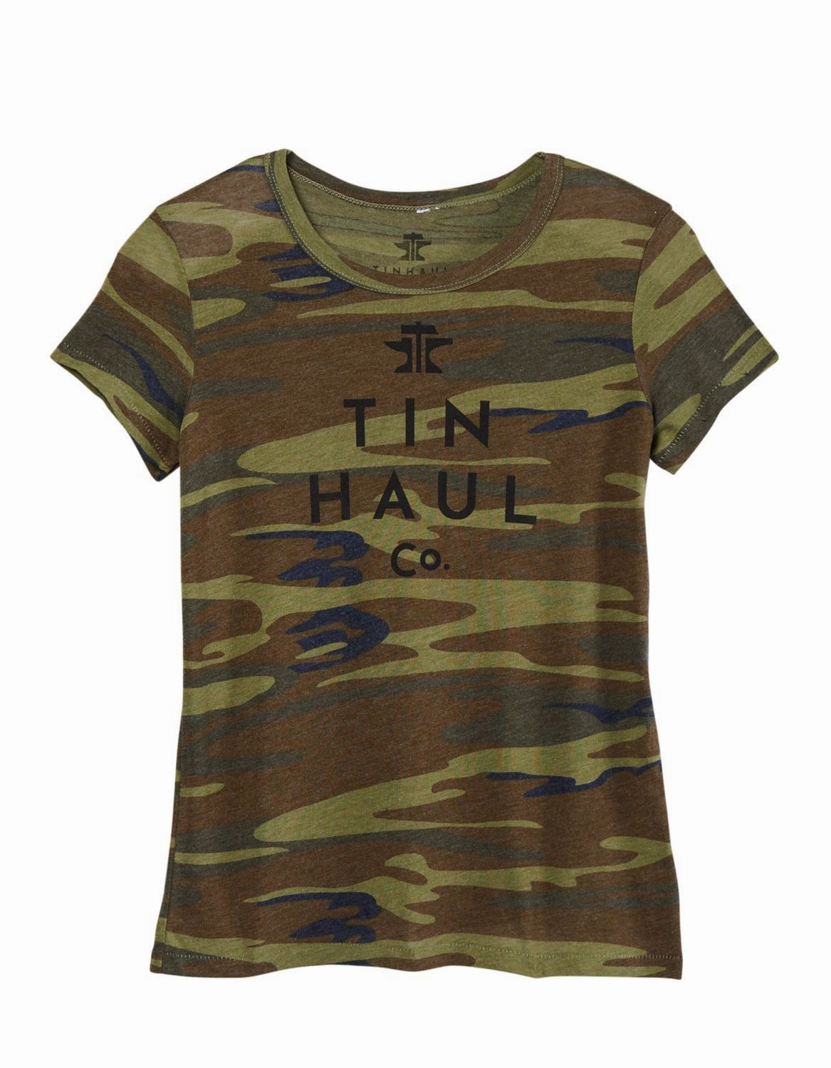 Dressy look Tin Haul Womens Logo Screen Print Camo Cotton Blend S/S T-Shirt