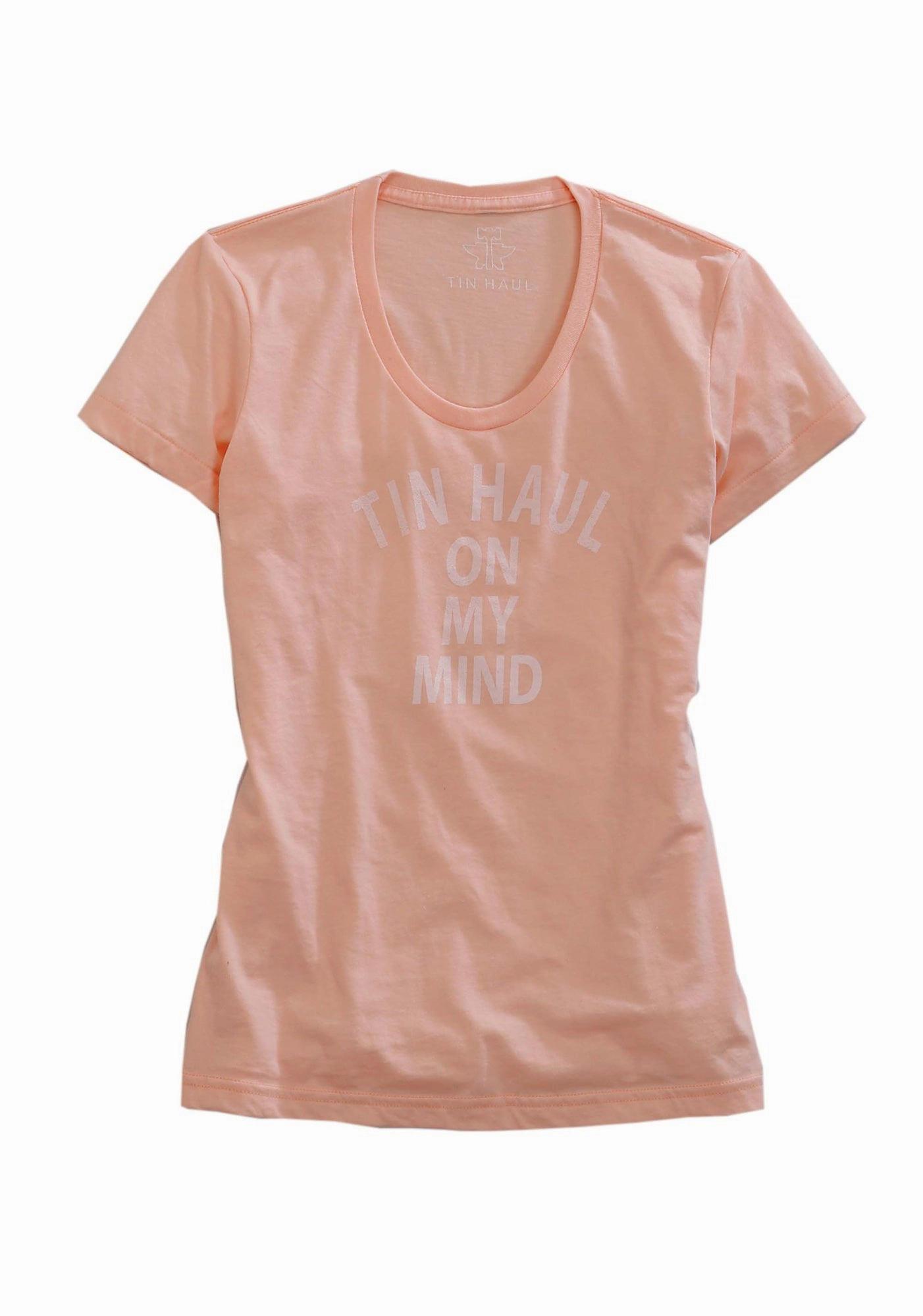 Casual Friday Eco Friendly Dye Tin Haul Womens On My Mind Peach Cotton Blend S/S T-Shirt