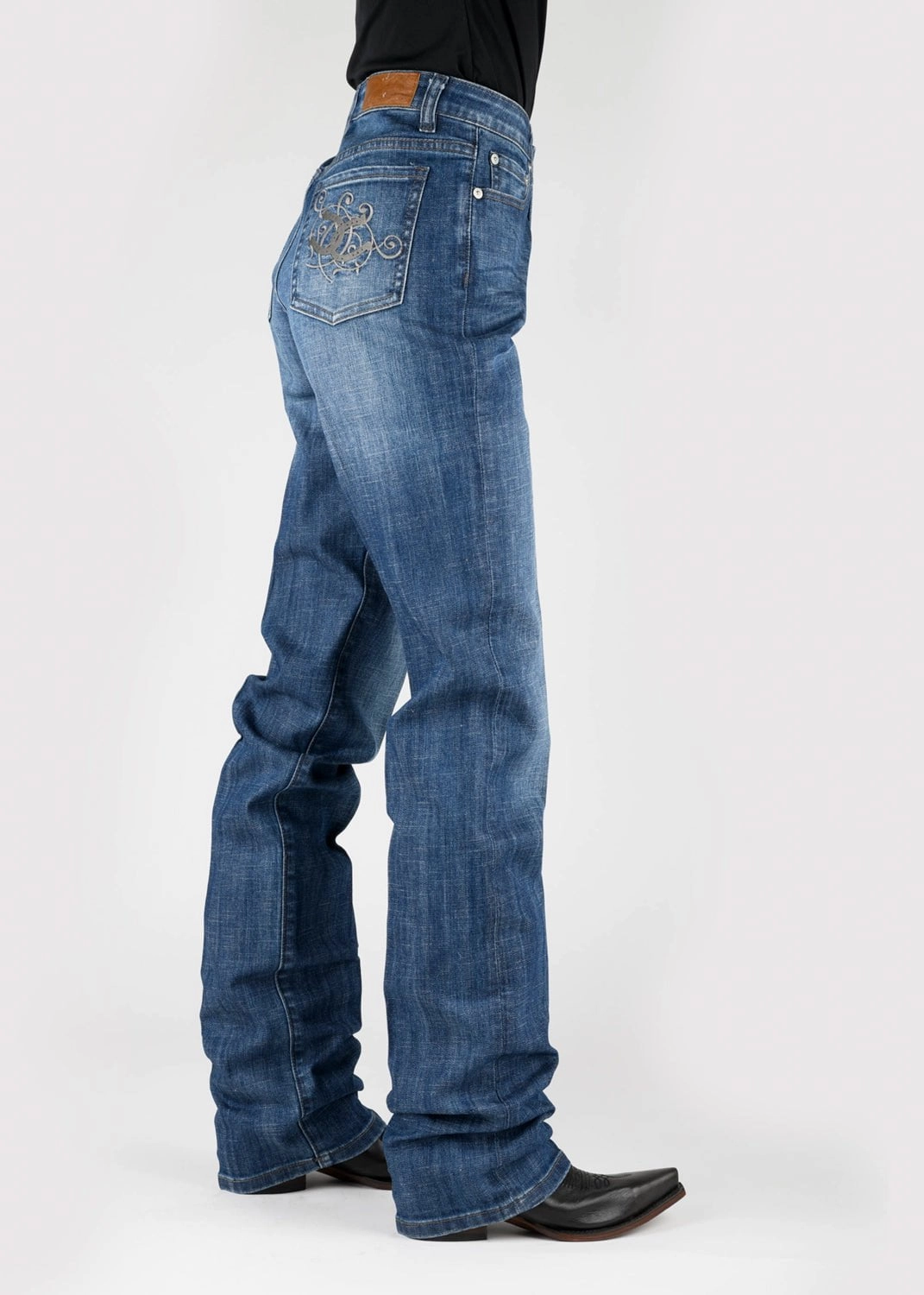 Simple clothing Tin Haul Womens Rachel Double Horseshoe Blue Cotton Blend Jeans