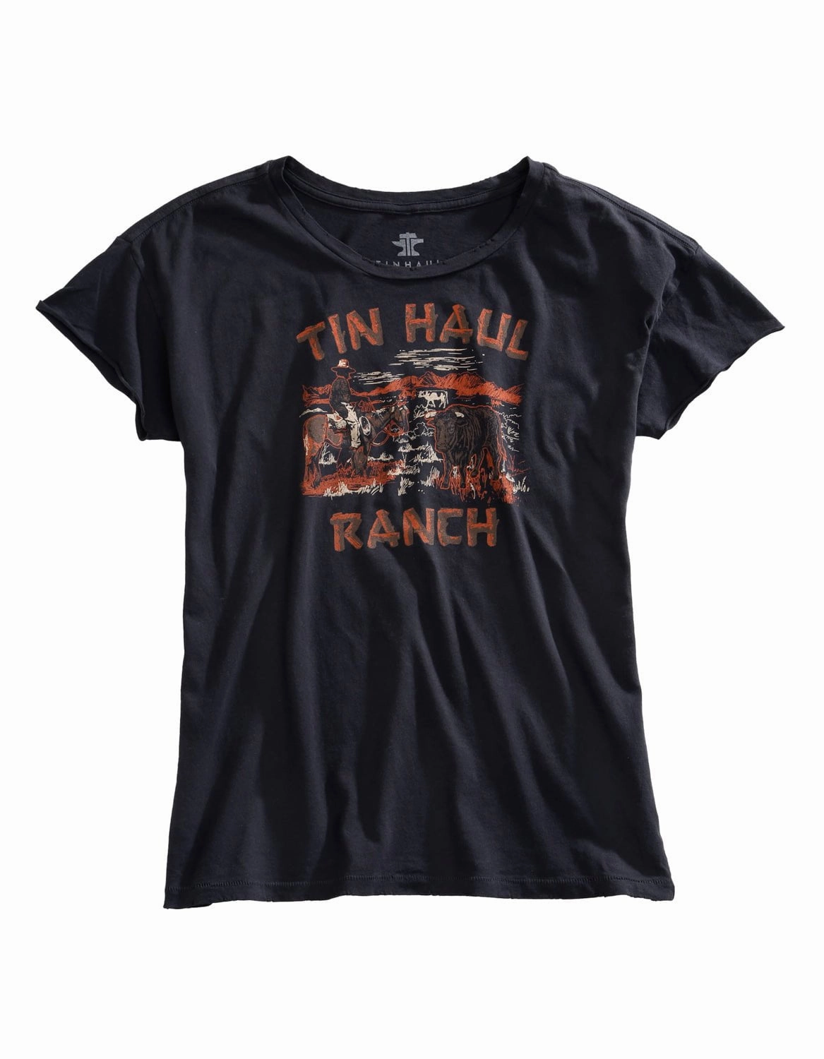 Bold Statement Tin Haul Womens Ranch Scene Grey 100% Cotton S/S T-Shirt