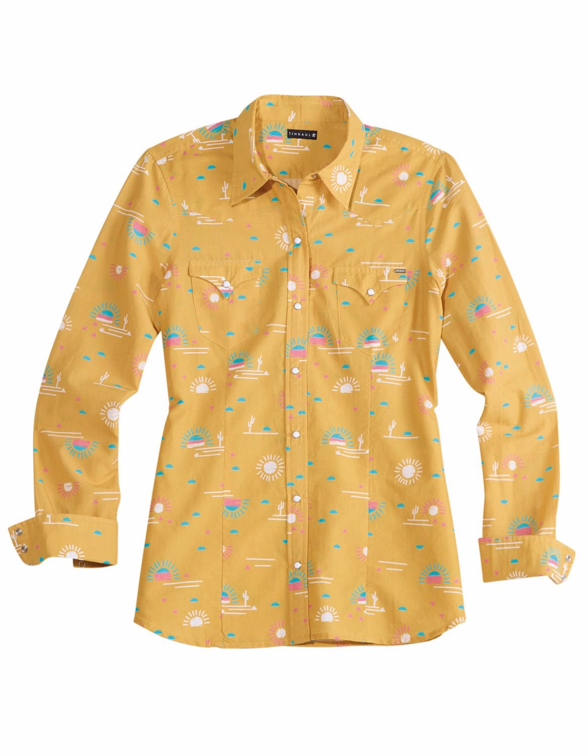 Yoke Design Tin Haul Womens Santa Fe Sun Yellow 100% Cotton L/S Shirt
