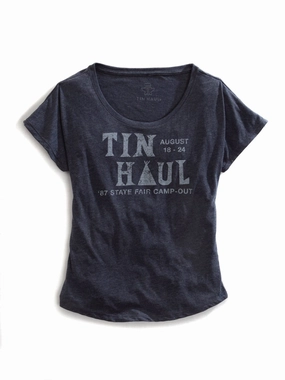 Tin Haul Womens State Fair Camp Out Navy 100% Cotton S/S T-Shirt Street Style Resort Wear