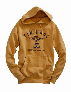 Perfect Fit Tin Haul Womens Vintage Mustard 100% Cotton Thunderbird Hoodie