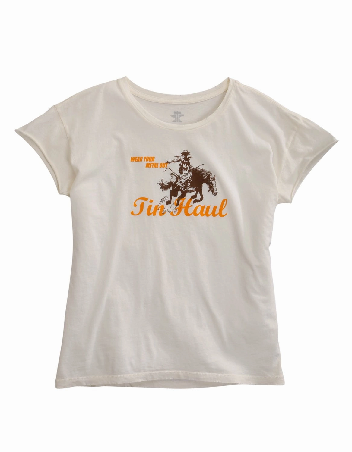 Rugged Style Neutral Tone Tin Haul Womens White 100% Cotton Lady Horserider S/S T-Shirt