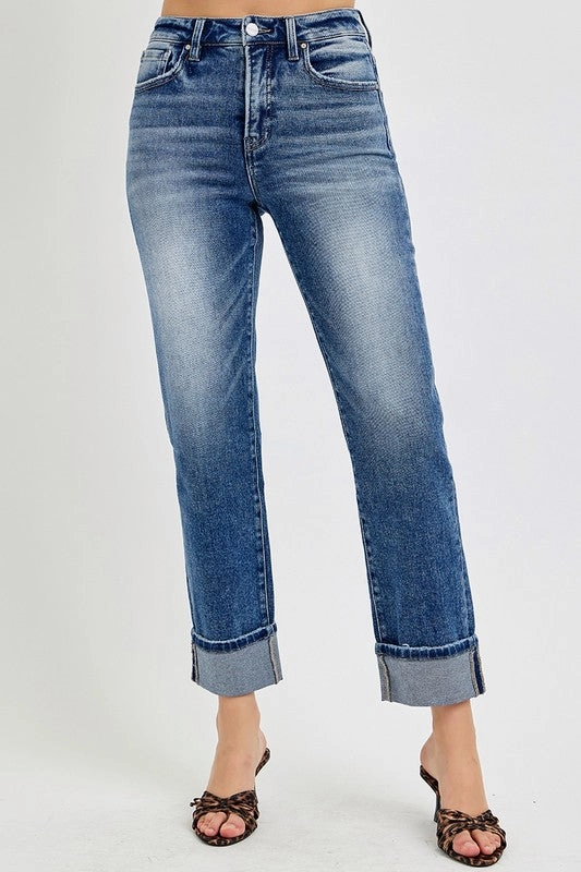 Slim Family Style Daily Wear TOMMY TUMMY CONTROL HIGH RISE CROP STRAIGHT JEANS
