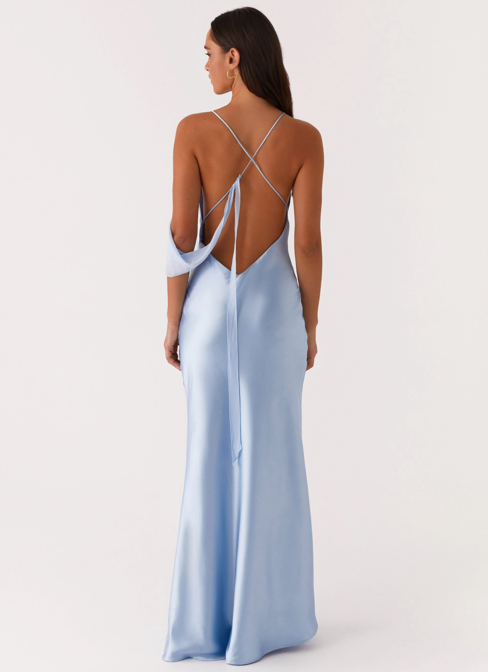 Polished and Elegant Photo Light Too Sweet Satin Maxi Dress - Blue