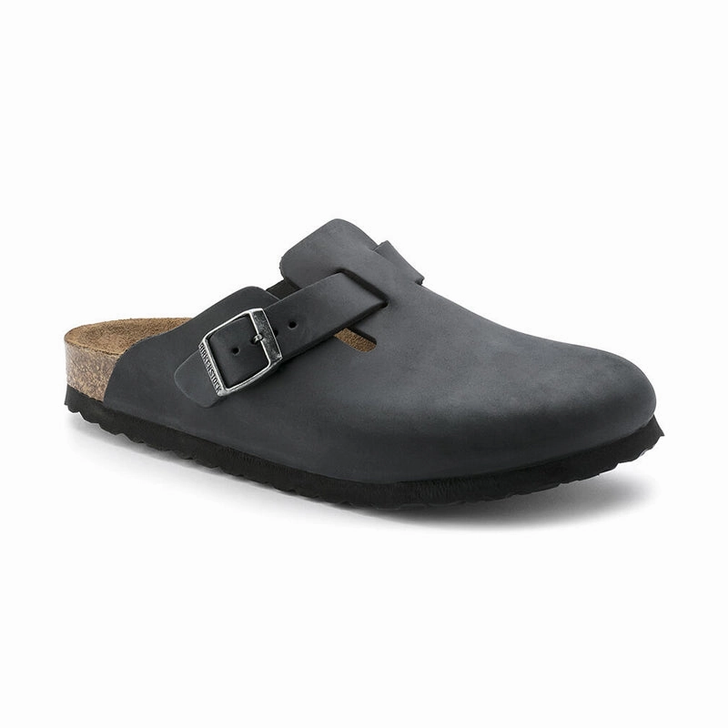 Men's Boston Black Oiled Leather Relax On The Go Ultra light