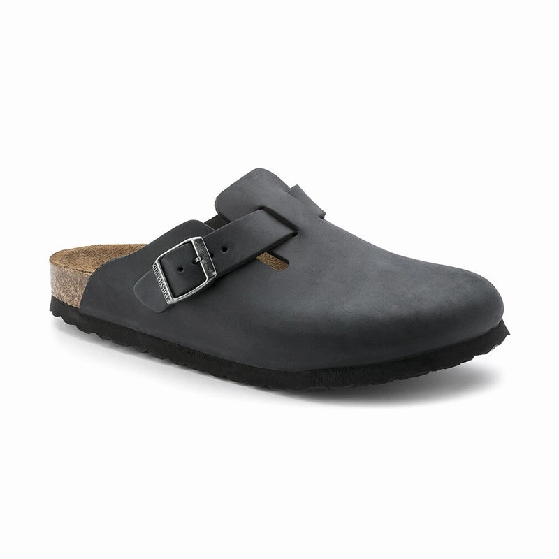 Men's Boston Black Oiled Leather Urban Adventure Sandals