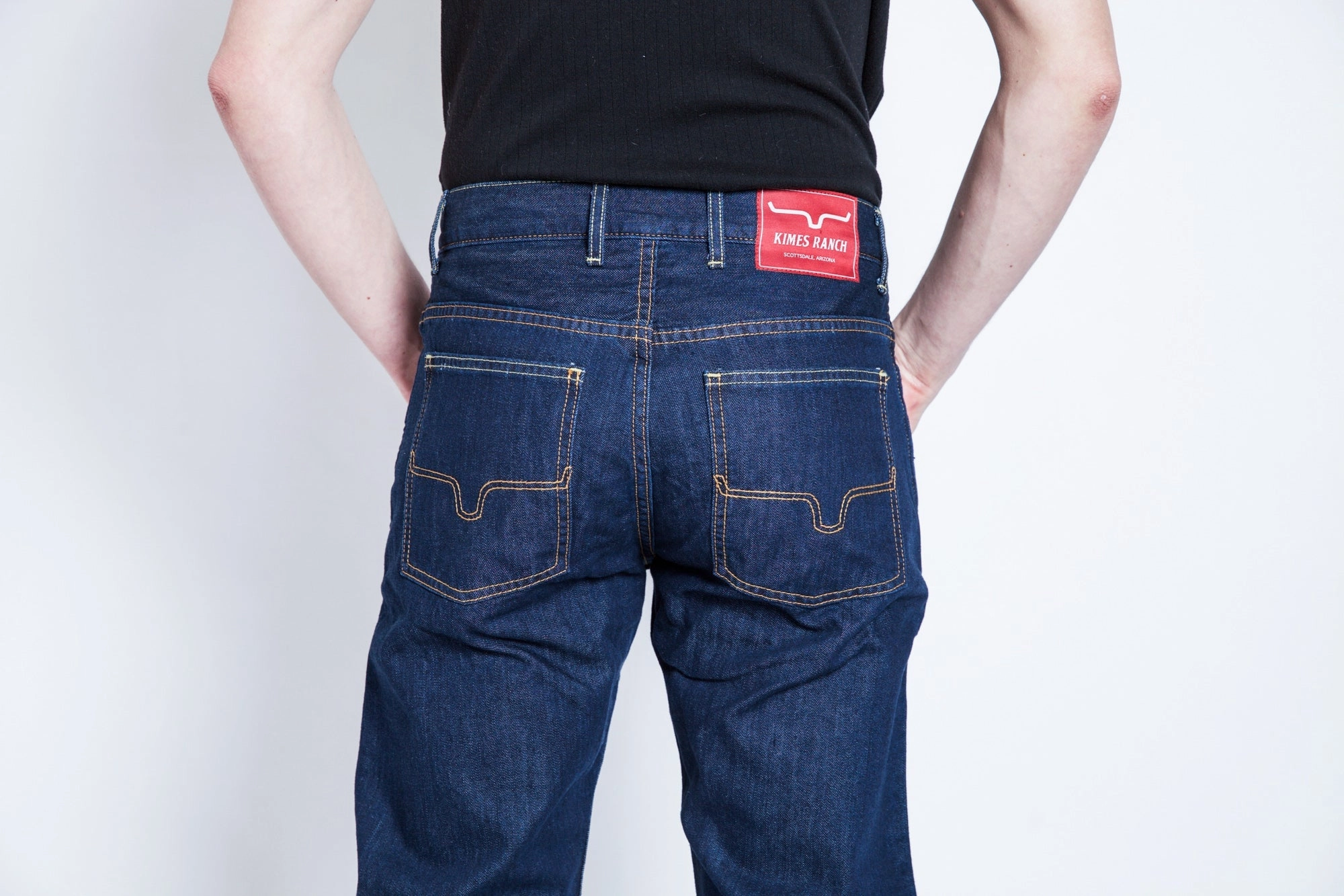 Textured Party Look Soft Casual Comfort Kimes Ranch Mens Cal Jeans Blue 100% Cotton Straight Leg