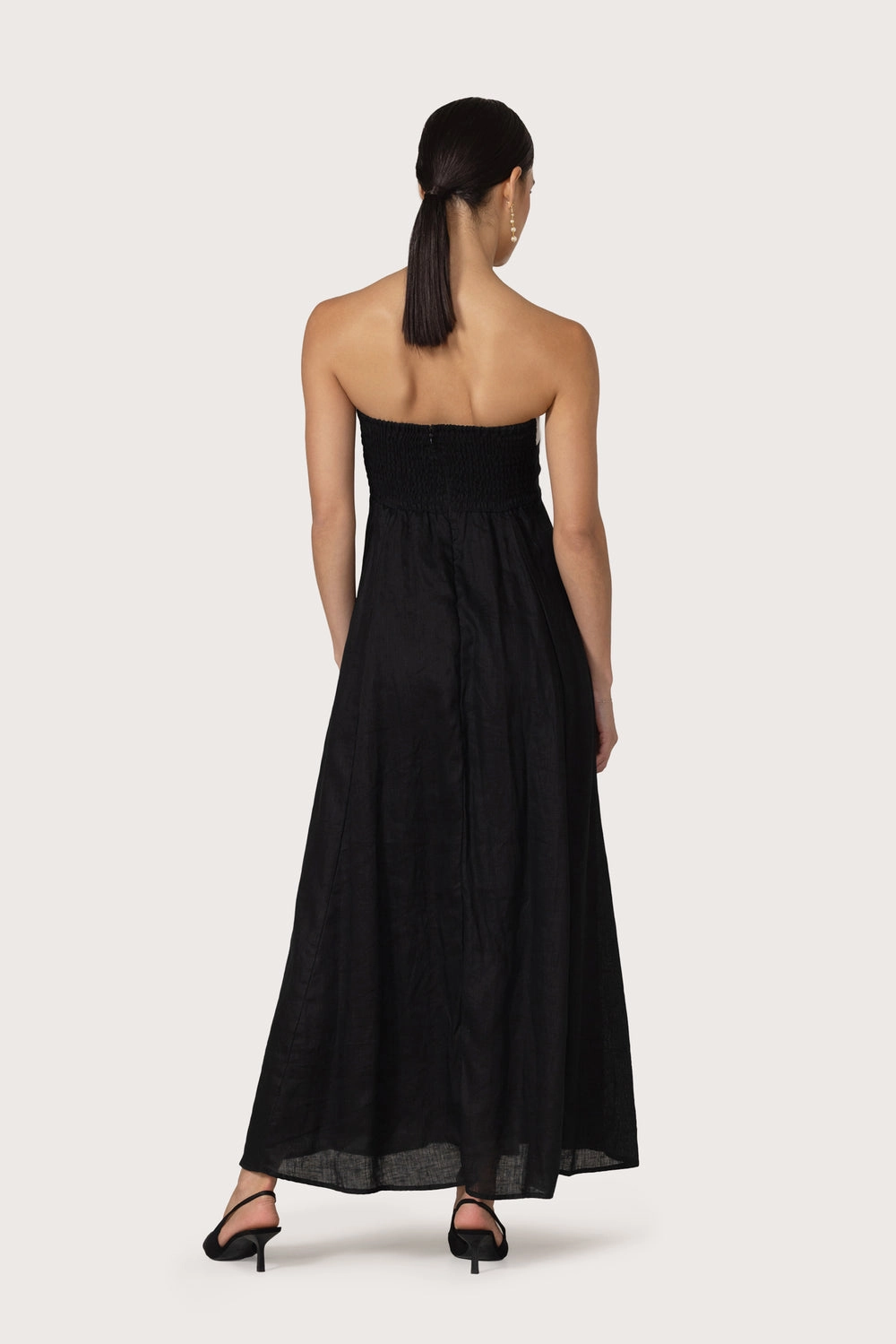 Alora Linen Maxi Dress in Black White Simple Ease
