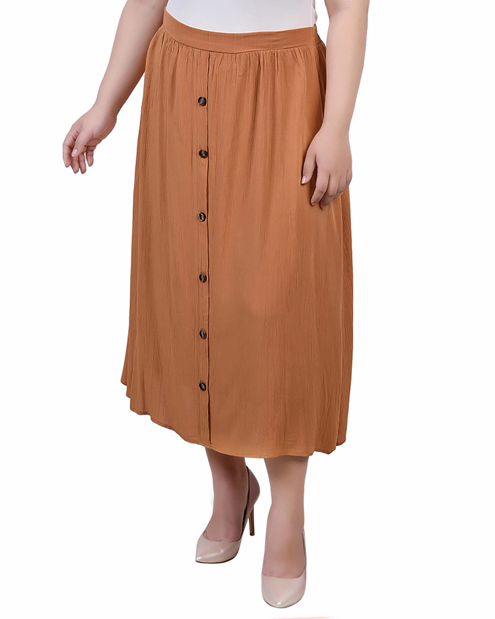 Plus Size Knee Length A Line Skirt spring fresh Gentle Texture