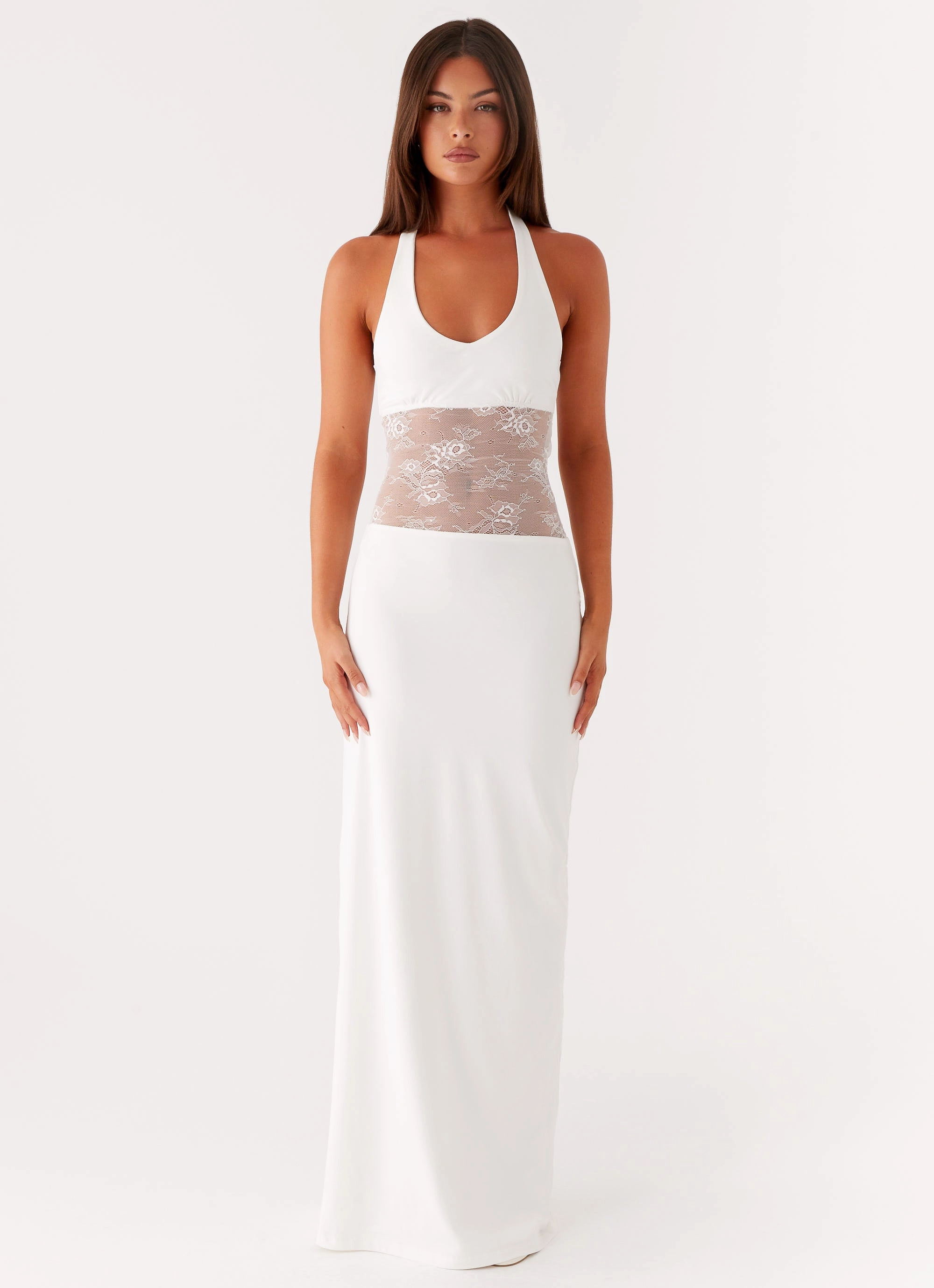 Main Focus Maxi Dress - White Perfect For Work Layered Comfort